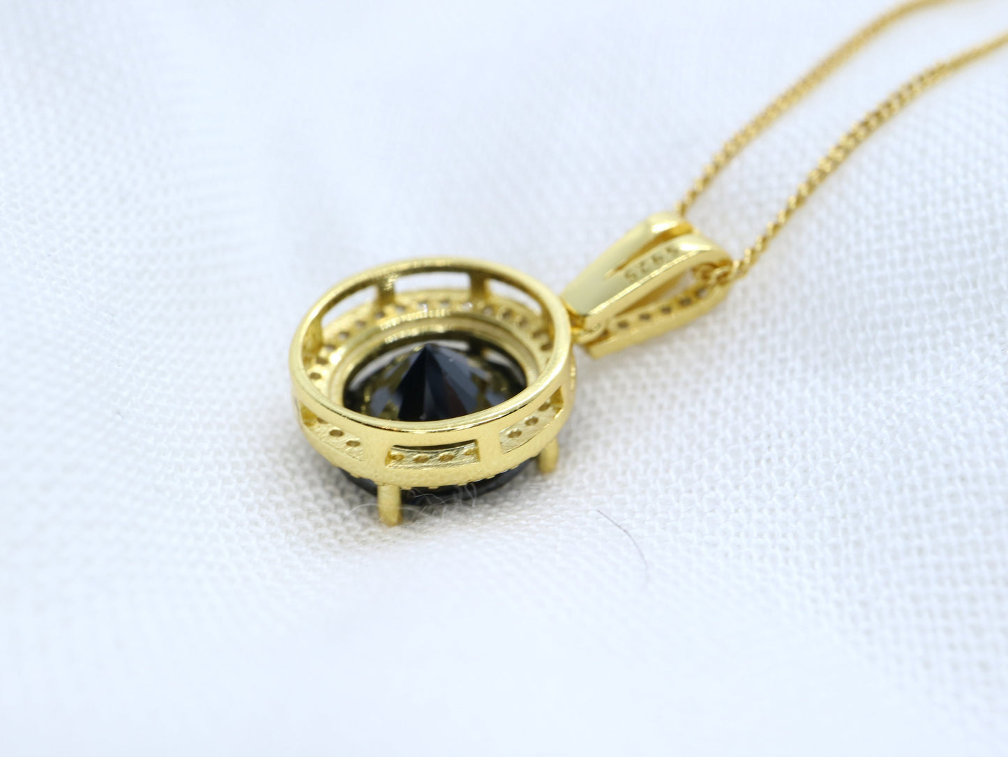 925 sterling silver black onyx CZ pendent, Elegant onyx pendant necklace, Black gemstone pendent, gift for her
