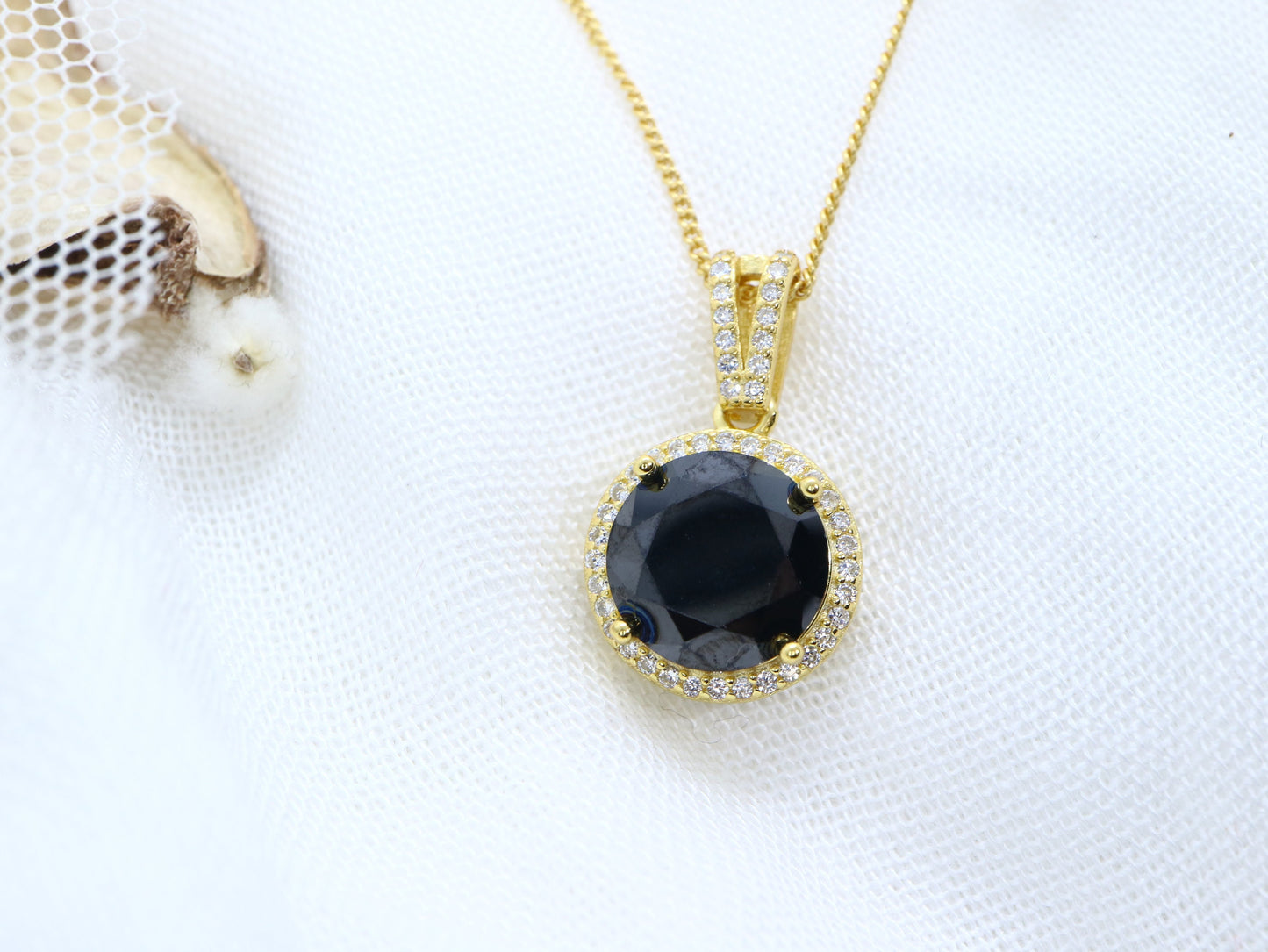 925 sterling silver black onyx CZ pendent, Elegant onyx pendant necklace, Black gemstone pendent, gift for her