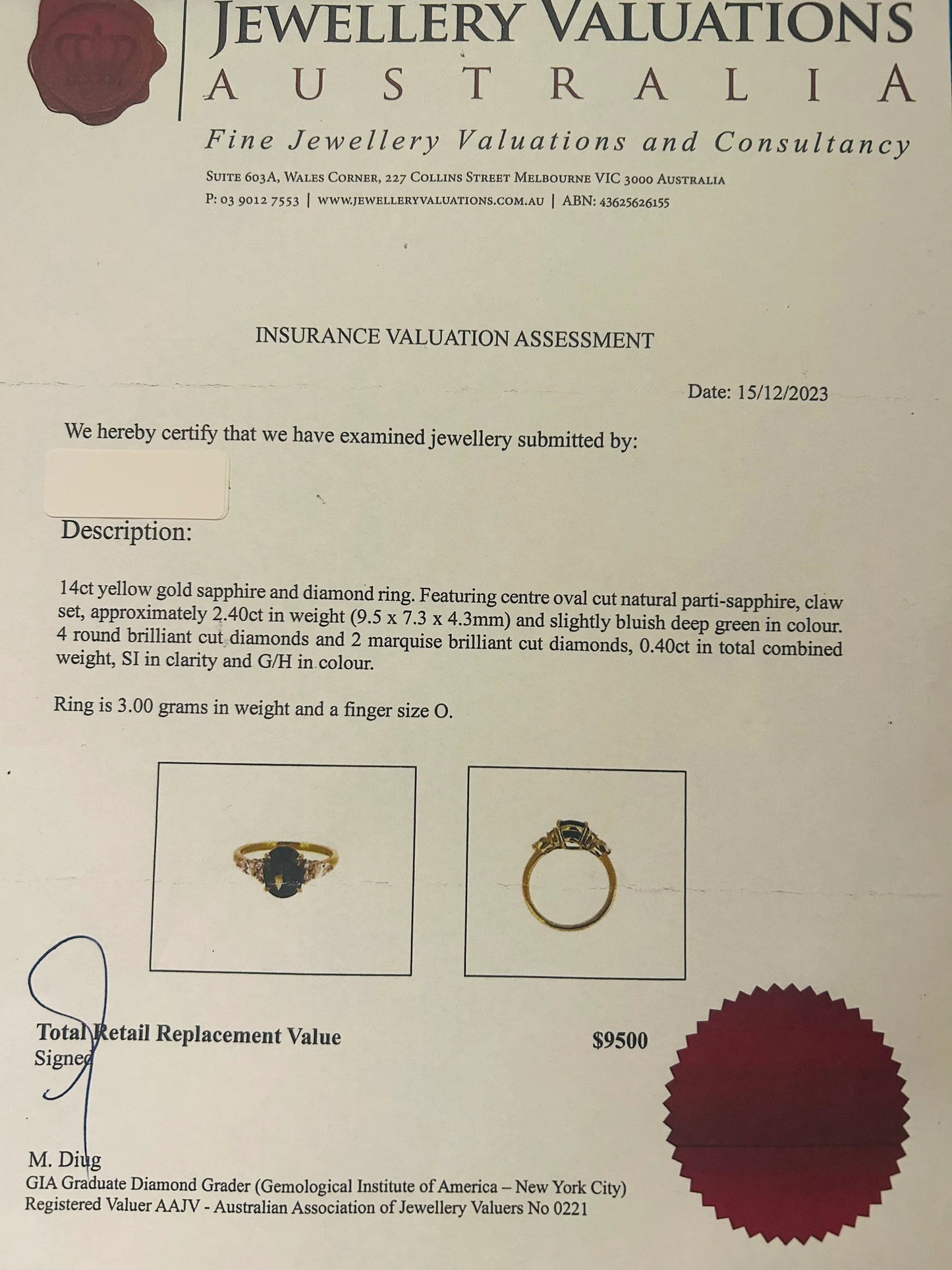 Yellow gold sapphire and diamond ring, oval cut natural parti-sapphire ring, bulish green sapphire engagement ring