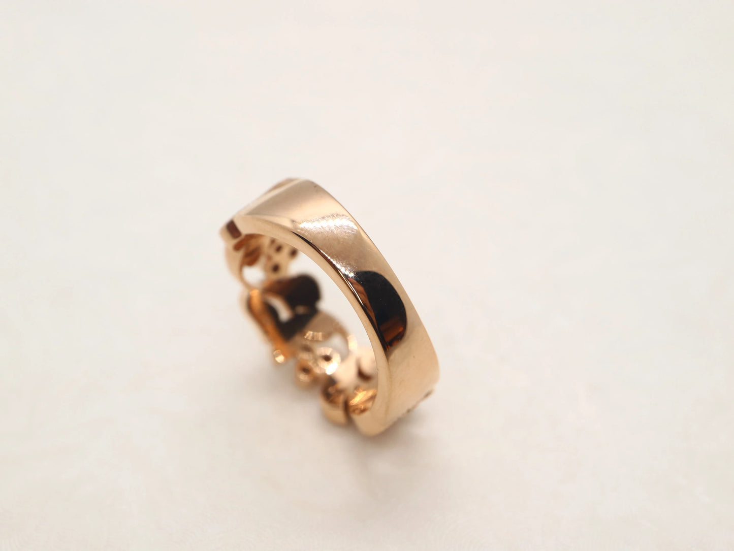 Vine and leaf rose gold diamond ring - Filigree diamond ringGold floral wedding band for women, Vintage style wedding ring