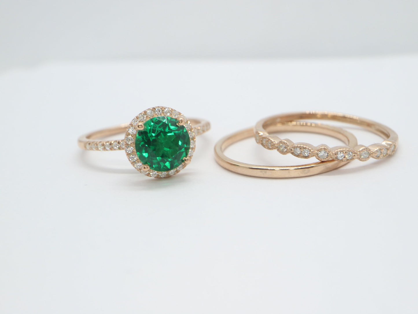 Emerald halo  engagement ring, Handmade jewelry, Women rose gold  antique ring, Gift for her