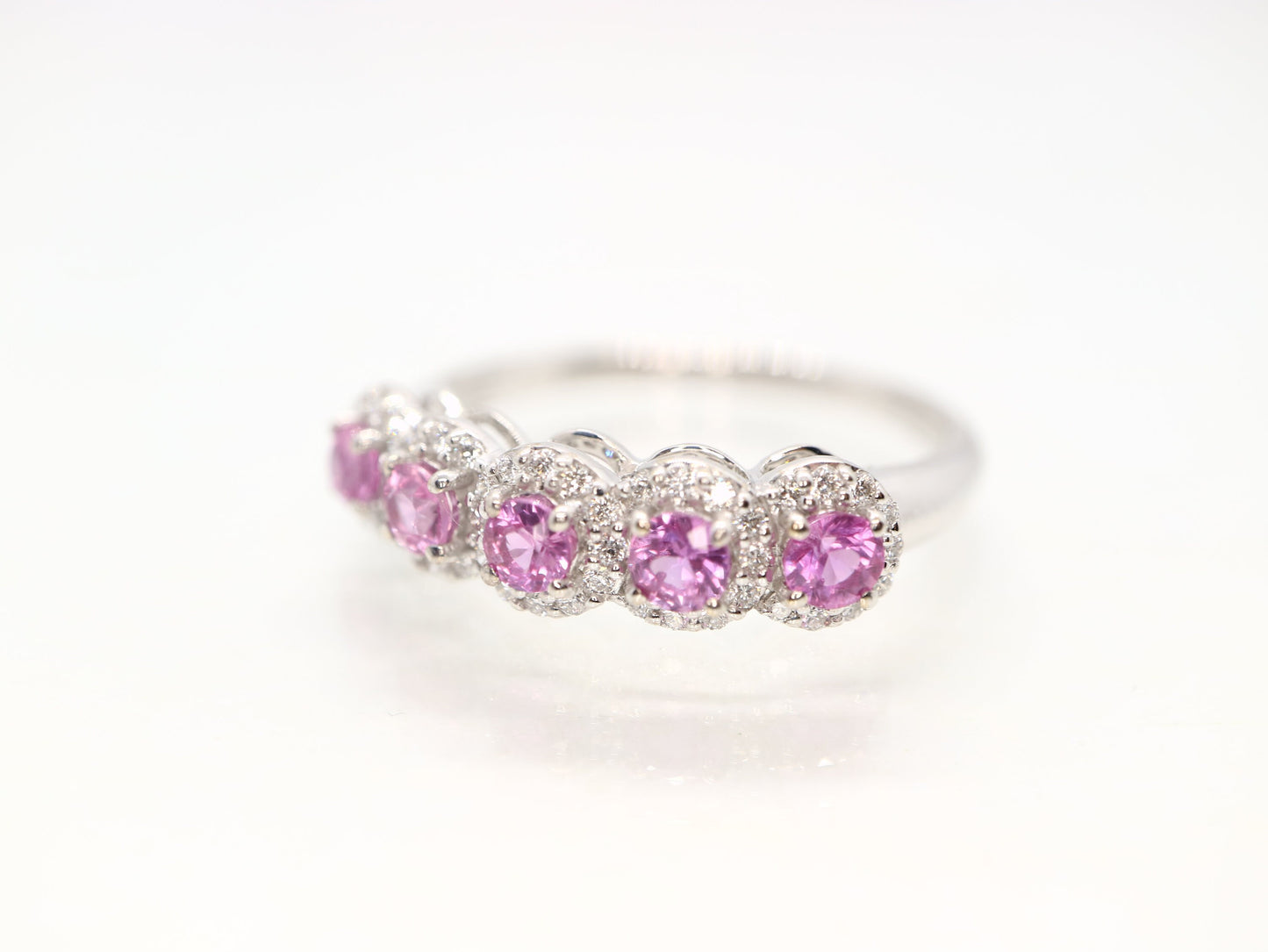 Pink sapphire and diamond wedding band, Pink sapphire engagement ring, wedding band