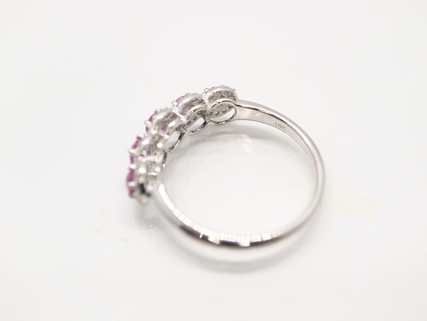 Pink sapphire and diamond wedding band, Pink sapphire engagement ring, wedding band