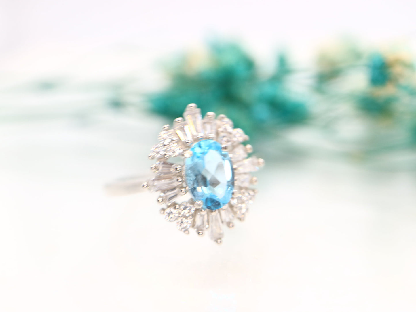 Princess cubic zircon cluster ring, Cluster cubic zircon ring, Anniversary ring