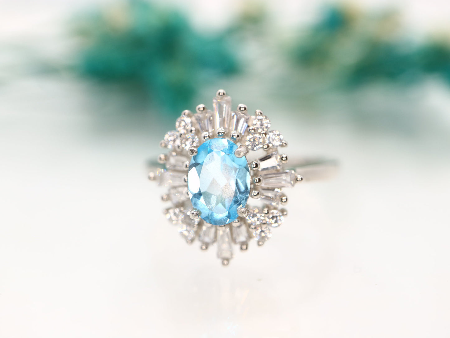 Princess cubic zircon cluster ring, Cluster cubic zircon ring, Anniversary ring
