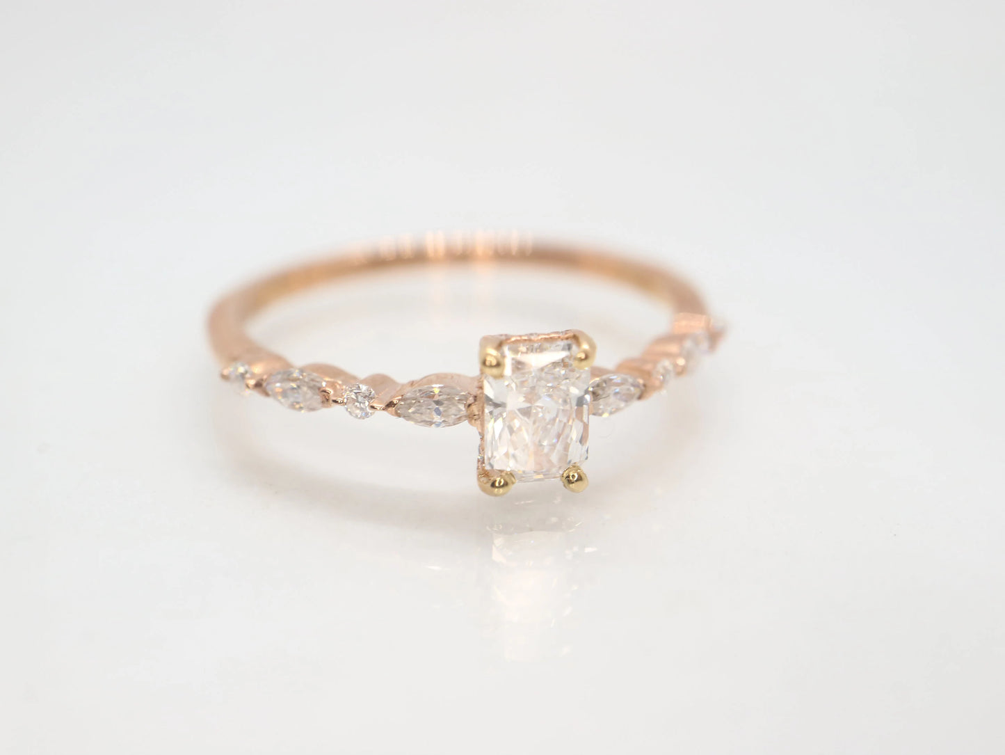 Lab grown diamond engagement ring, cluster diamond wedding ring