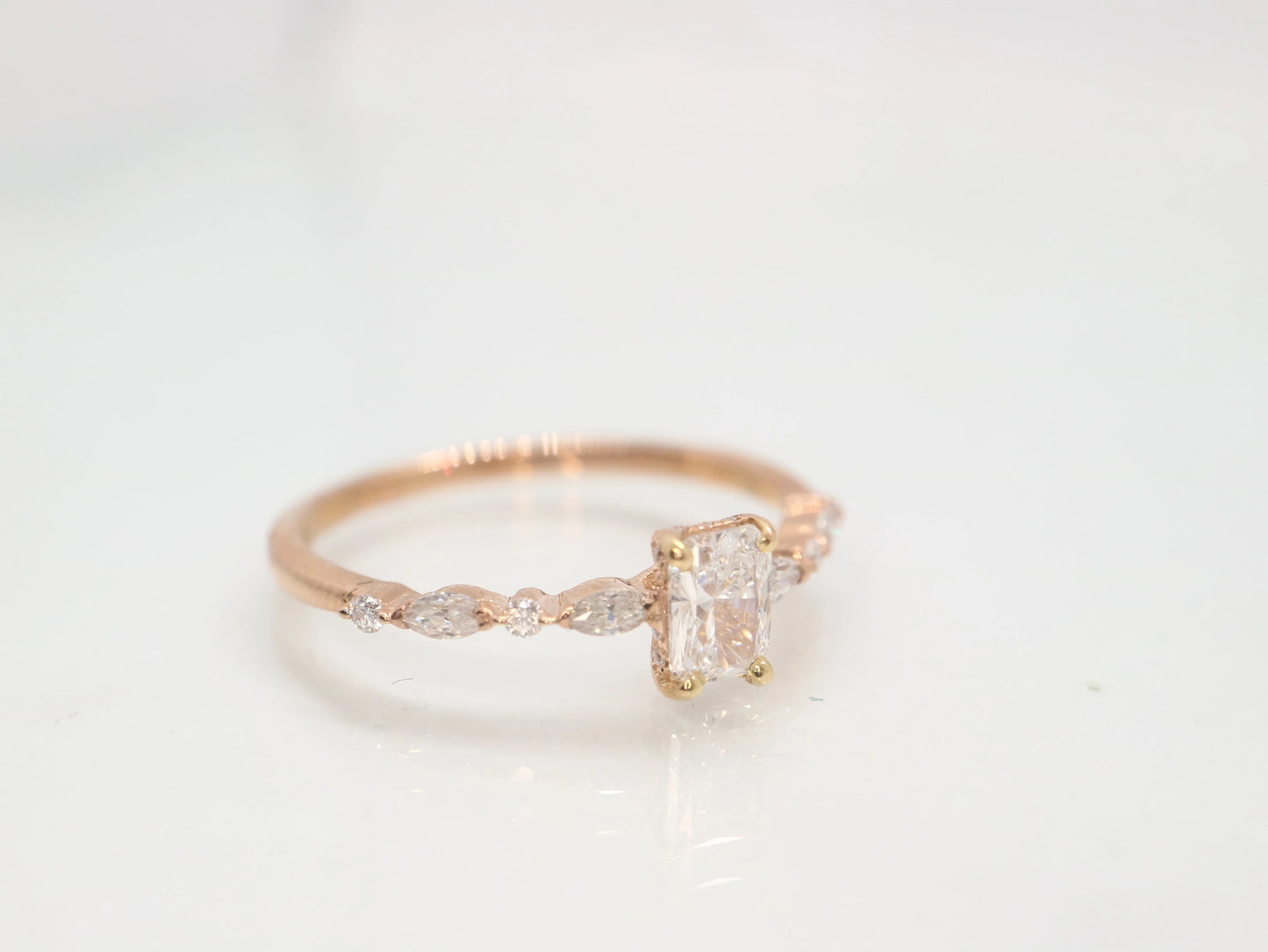 Lab grown diamond engagement ring, cluster diamond wedding ring