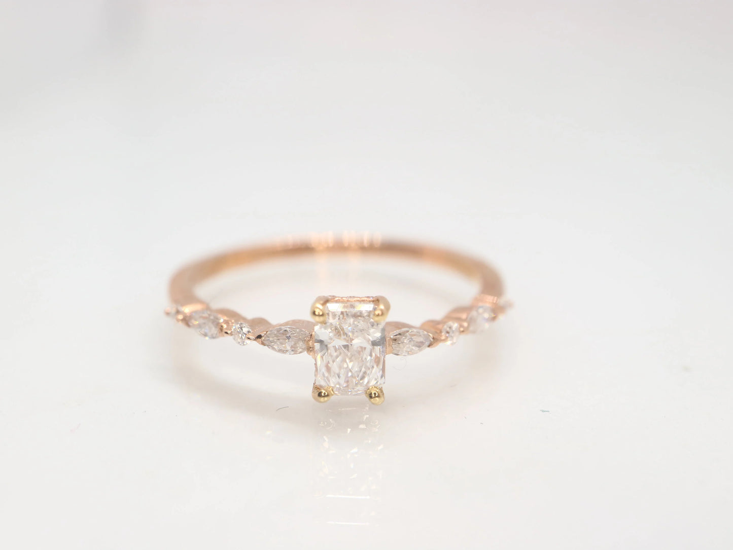 Lab grown diamond engagement ring, cluster diamond wedding ring