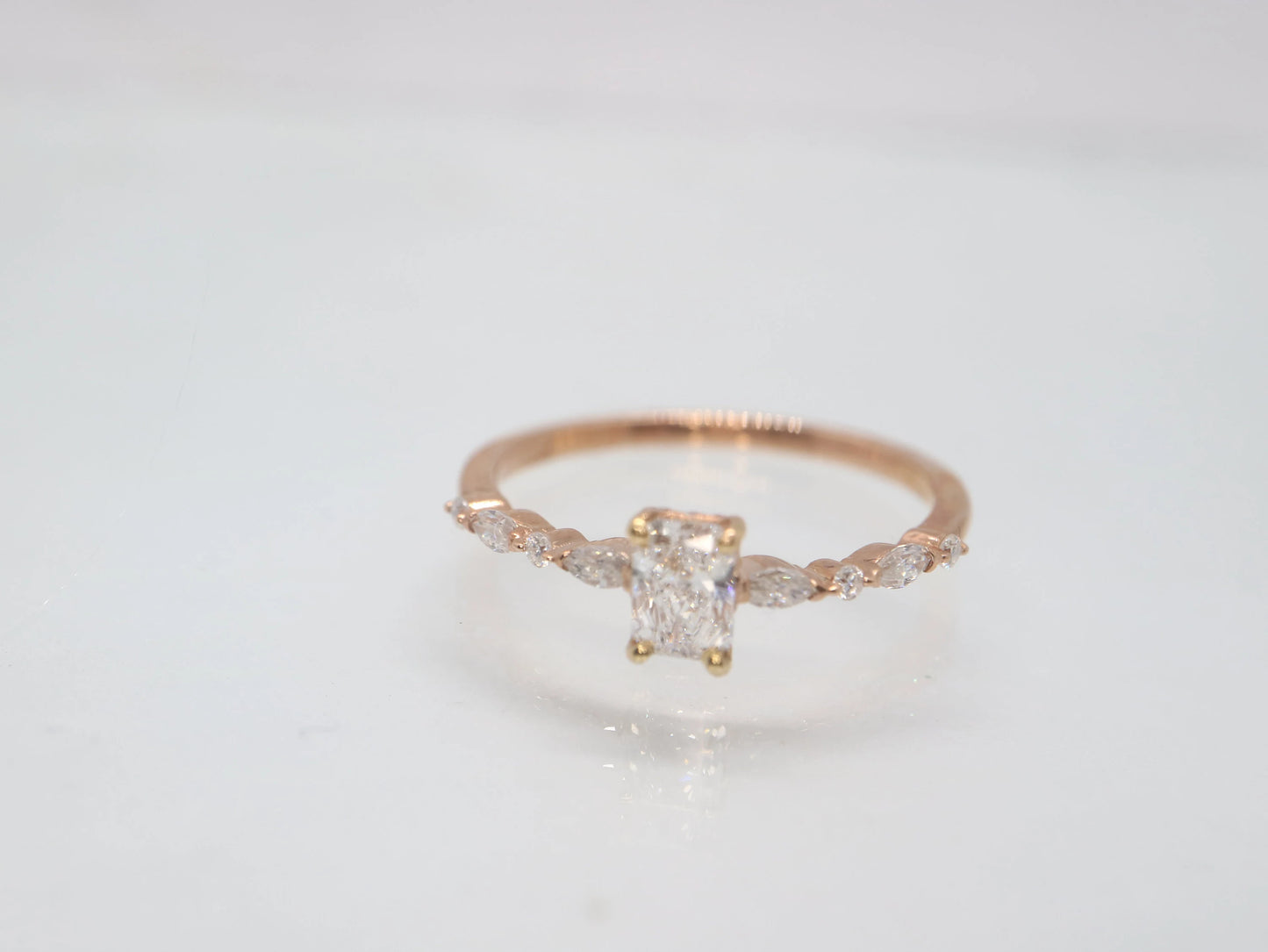 Lab grown diamond engagement ring, cluster diamond wedding ring