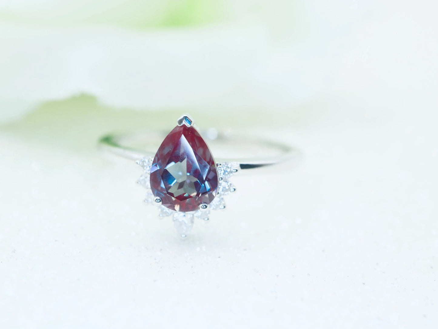 Alexandrite engagement ring, Art deco Unique wedding Jewelry promise Anniversary gift