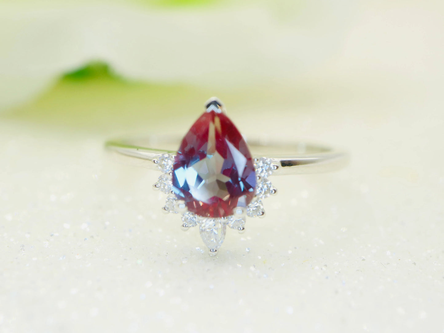 Alexandrite engagement ring, Art deco Unique wedding Jewelry promise Anniversary gift
