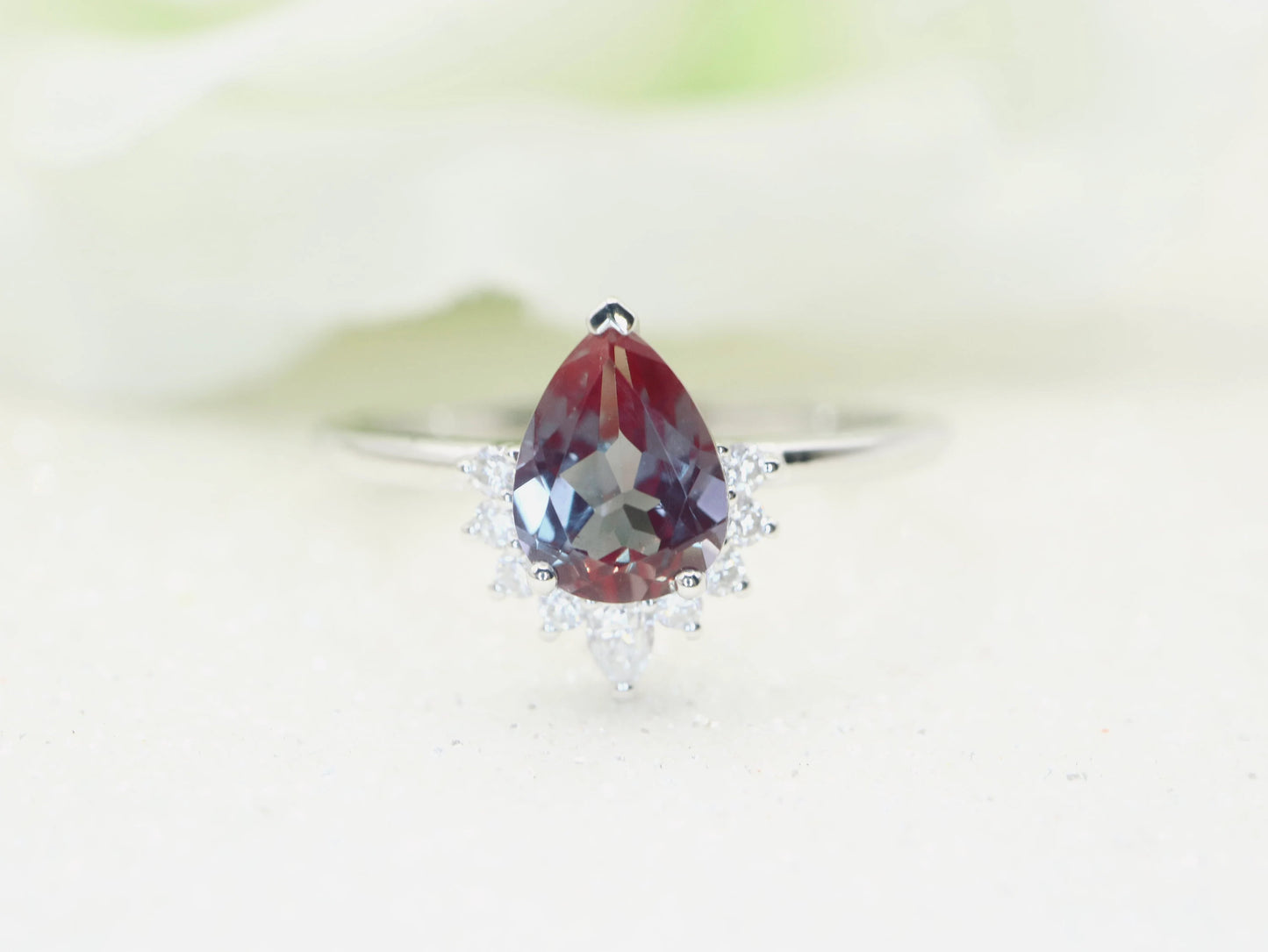 Alexandrite engagement ring, Art deco Unique wedding Jewelry promise Anniversary gift
