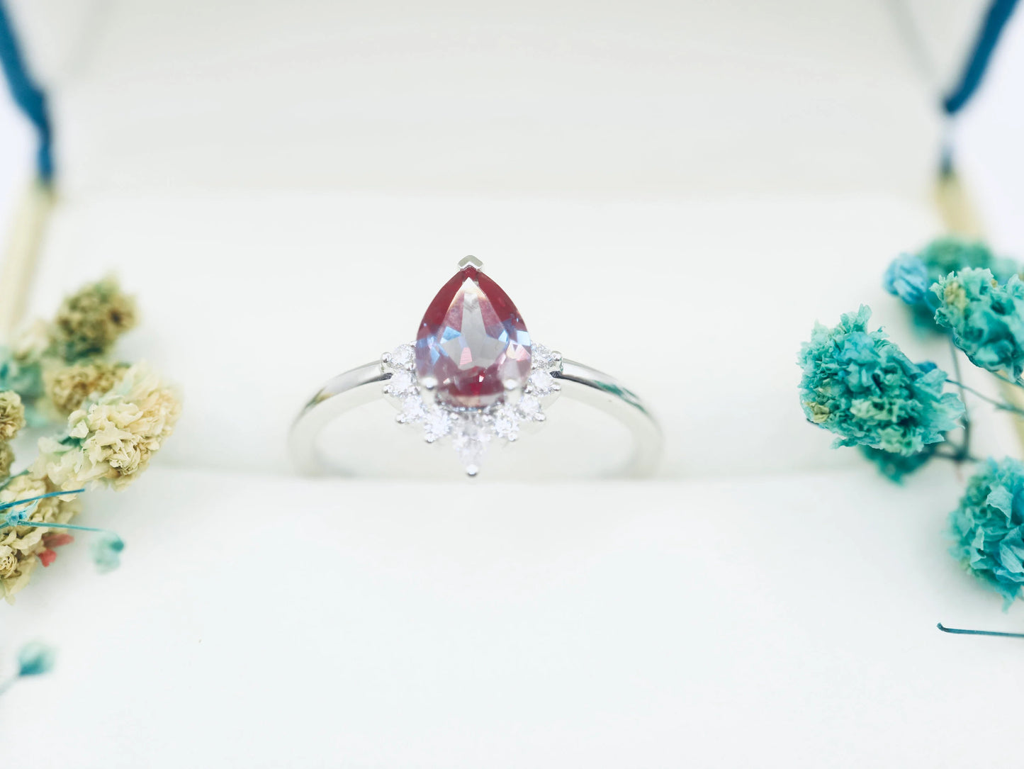 Alexandrite engagement ring, Art deco Unique wedding Jewelry promise Anniversary gift