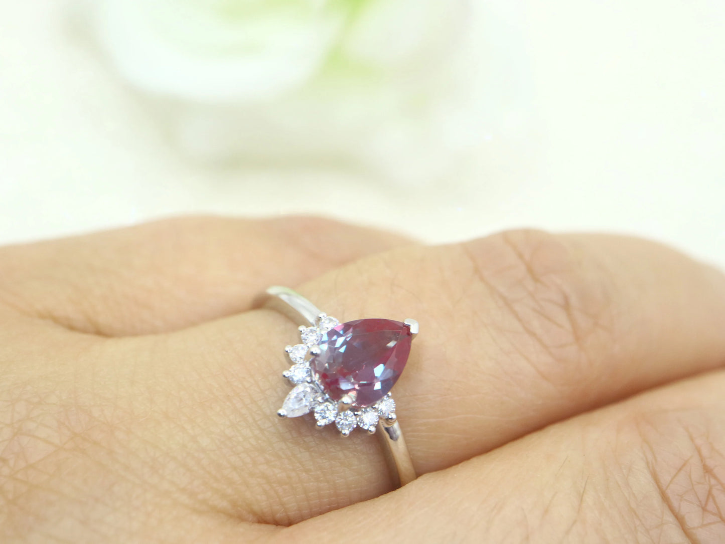 Alexandrite engagement ring, Art deco Unique wedding Jewelry promise Anniversary gift