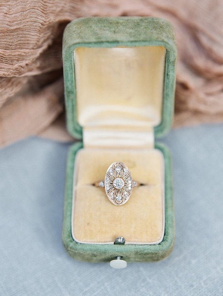 Art Deco Vintage moissinate diamond ring, Vintage engagement ring, Proposal bridal ring, Handmade ring, Moissainate diamond ring for women