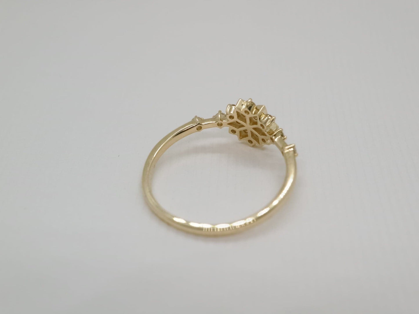 14k Gold solid snowflake diamond ring, Natural diamond engagement ring, Moissanite promise ring- Anniversary gift, Birthday gift for her