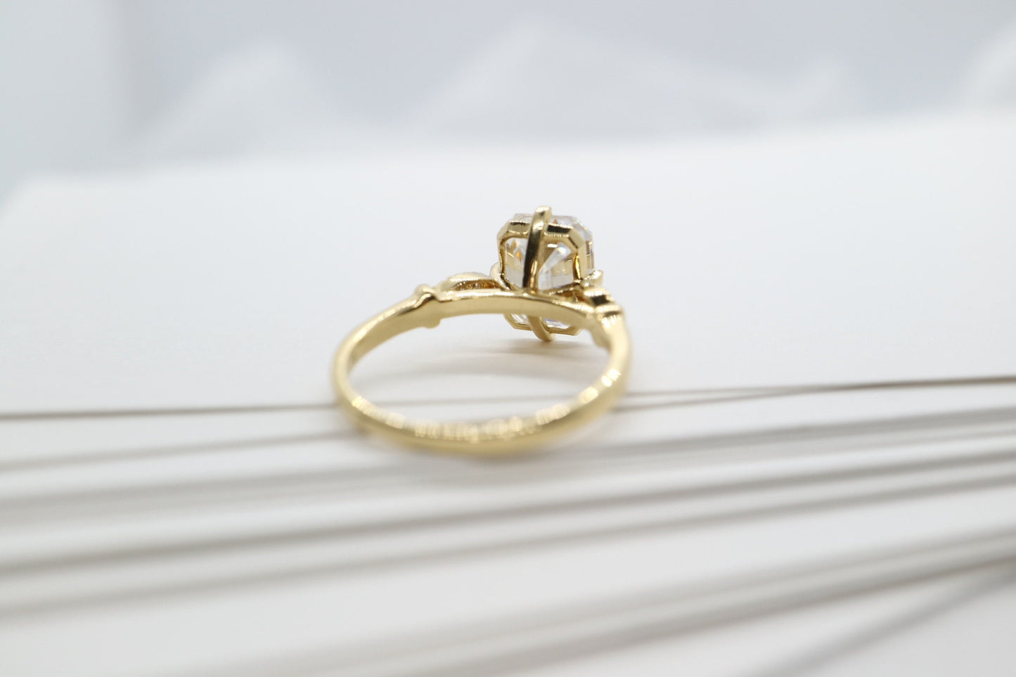3ct Moissanite emerald cut enagement ring, Art deco engagement ring, 14k gold vintage engagement ring, Wedding ring , Anniversary ring