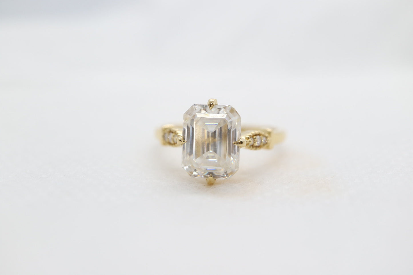 3ct Moissanite emerald cut enagement ring, Art deco engagement ring, 14k gold vintage engagement ring, Wedding ring , Anniversary ring