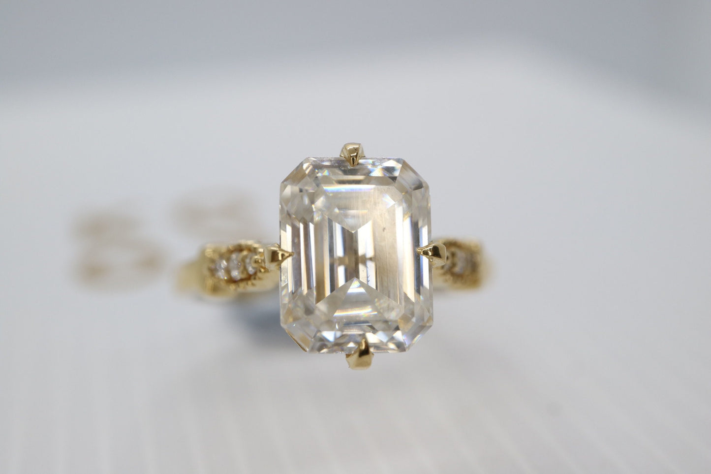 3ct Moissanite emerald cut enagement ring, Art deco engagement ring, 14k gold vintage engagement ring, Wedding ring , Anniversary ring