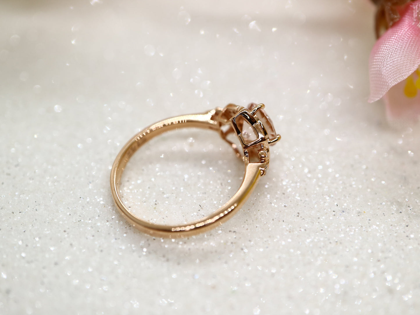 Lotus flower morganite ring , Flower ring with morganite and diamonds, morganite engage ring, Bridal vine leaf ring, Flower floral ring