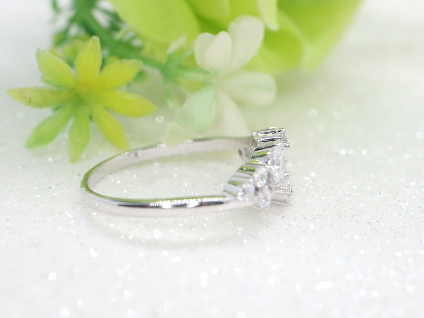 Unique Diamond Twig Ring Cluster Ring, white Gold Wedding Band Women ring, Stacking Band, Promise Anniversary ring