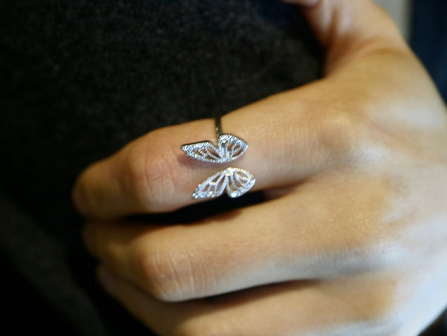 Butterfly rings, Sterling silver butterfly ring, Stackable ring, Cluster ring, Dainty ring, Open ring, Graduated gift, Gift for mom