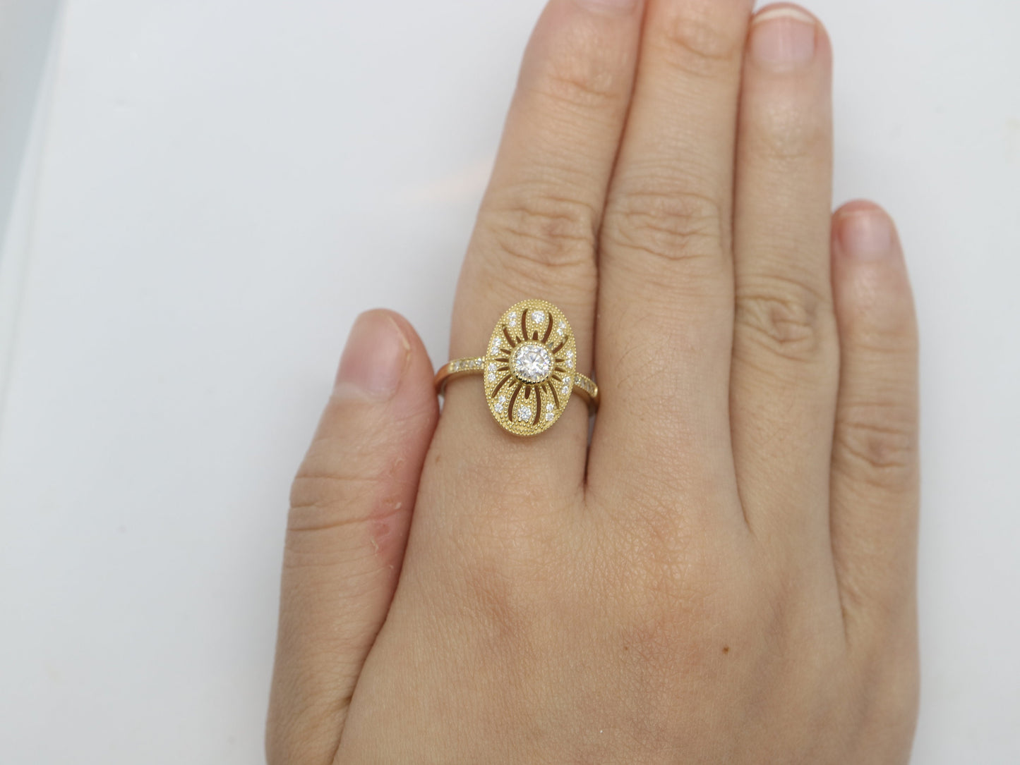 Art Deco Vintage moissinate diamond ring, Vintage engagement ring, Proposal bridal ring, Handmade ring, Moissainate diamond ring for women