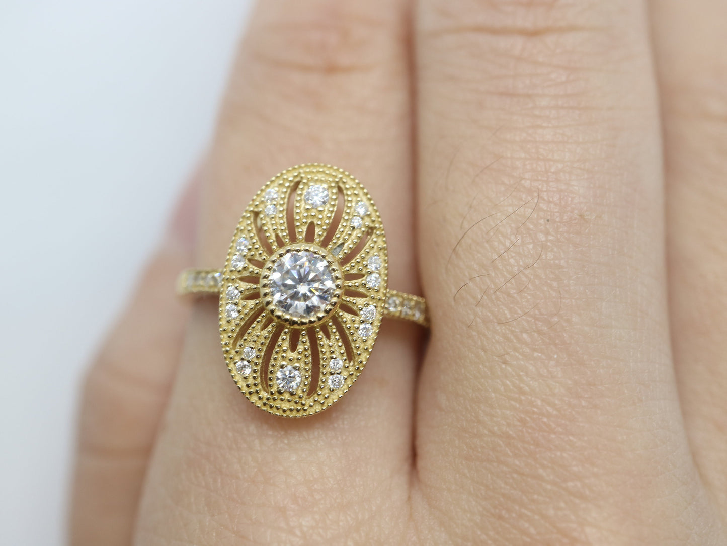 Art Deco Vintage moissinate diamond ring, Vintage engagement ring, Proposal bridal ring, Handmade ring, Moissainate diamond ring for women