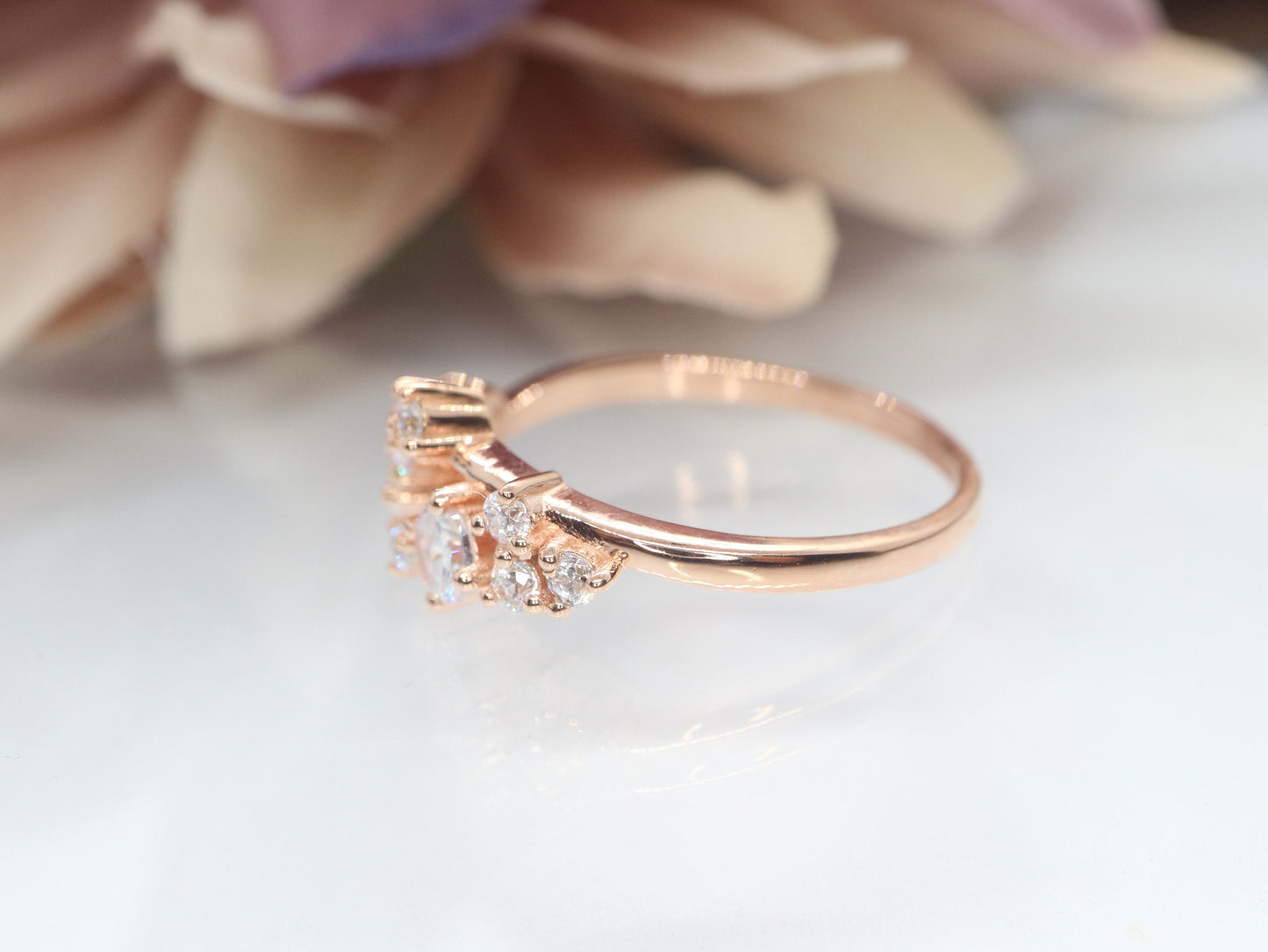 Diamond Twig Ring Cluster Ring, rose gold Wedding Band,Cluster diamond ring