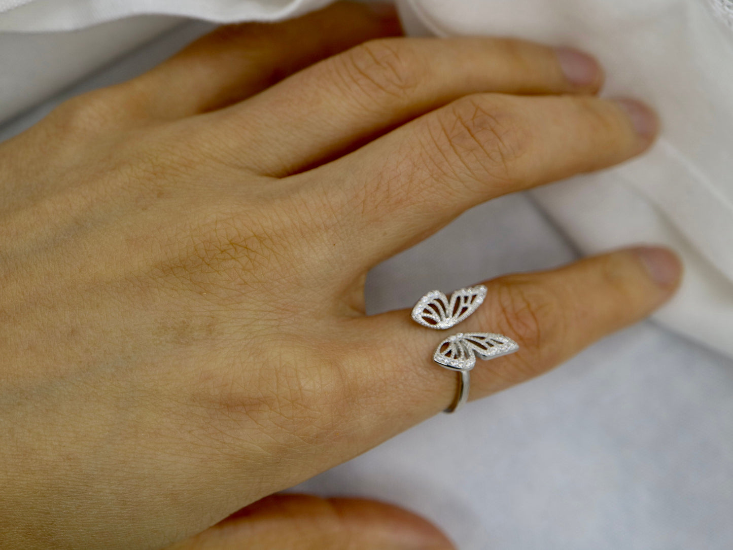 Butterfly rings, Sterling silver butterfly ring, Stackable ring, Cluster ring, Dainty ring, Open ring, Graduated gift, Gift for mom