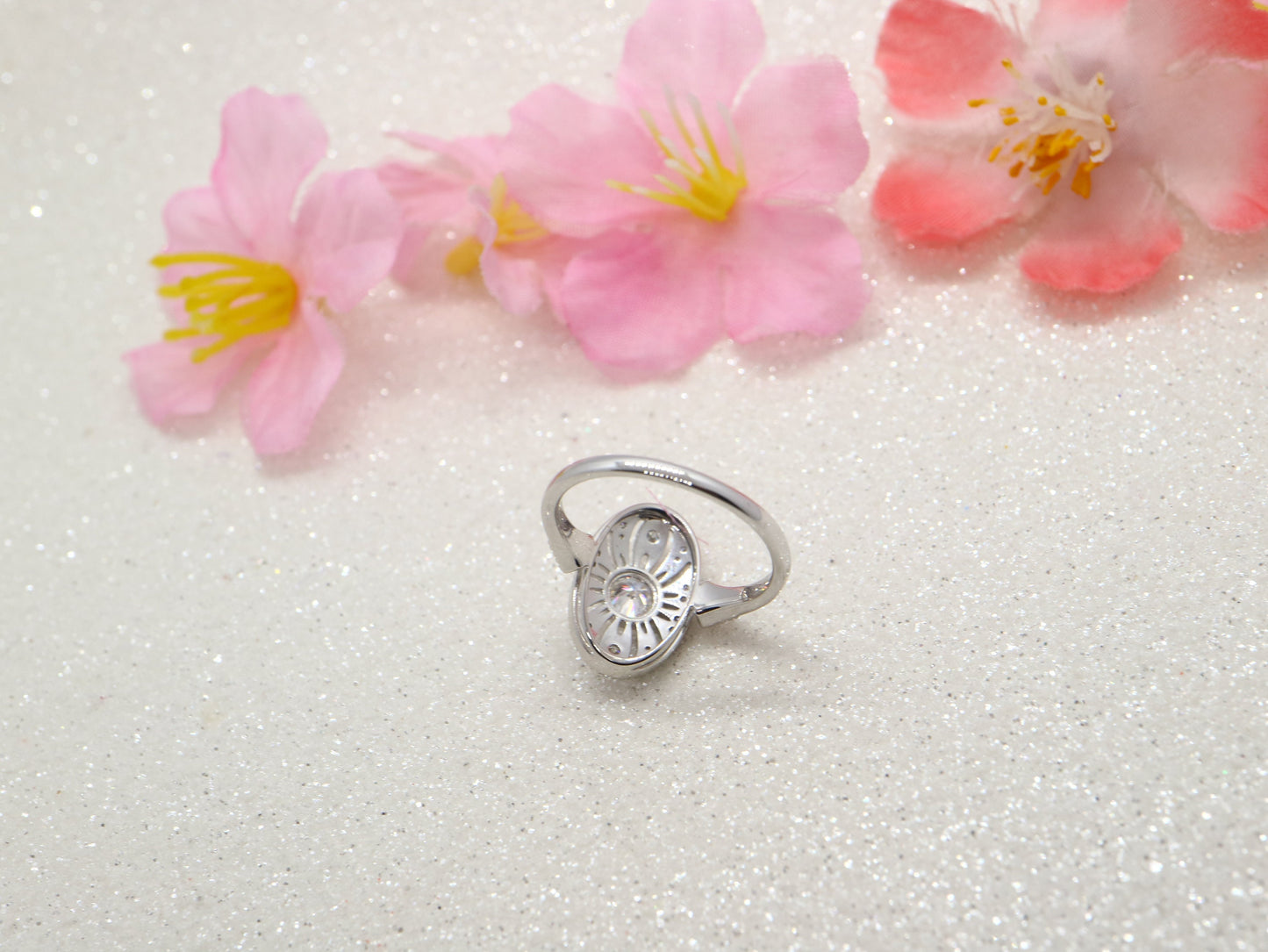 White gold vintage inspired ring, 14k white gold antique ring, Art deco engagement ring, Anniversary ring, Diamonds accents. Promise ring