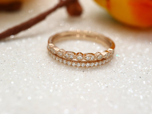 14k gold diamond  wedding band set, Engagement  ring for women