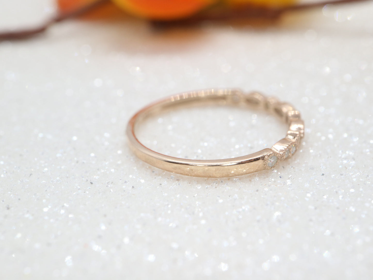 Vintage wedding band, Art Deco diamond wedding band, Gift for her, Birthstone ring