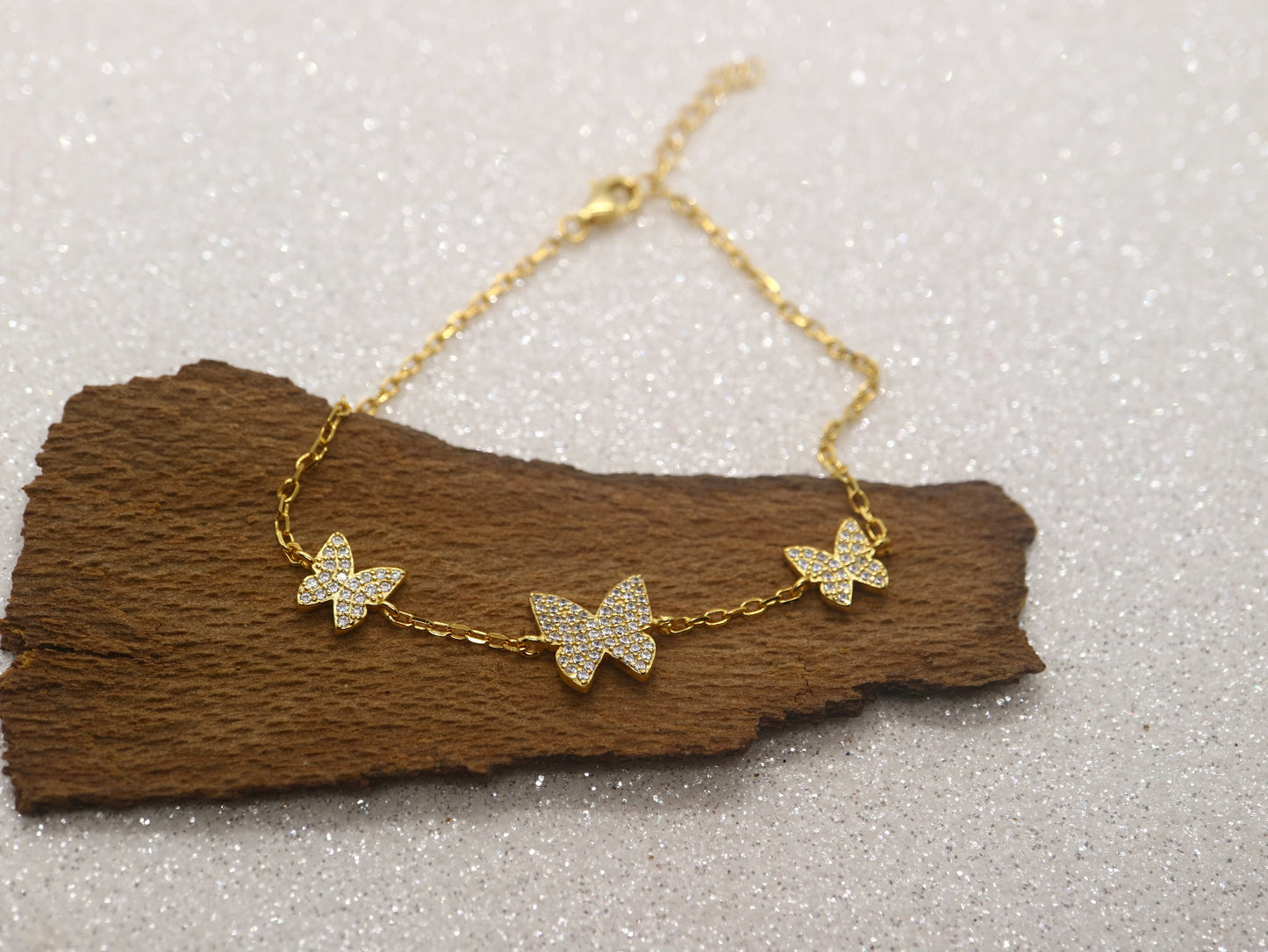 Gold plated Butterfly sterling silver bracelet