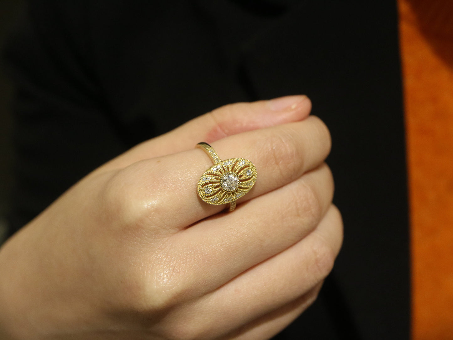 Art Deco Vintage moissinate diamond ring, Vintage engagement ring, Proposal bridal ring, Handmade ring, Moissainate diamond ring for women