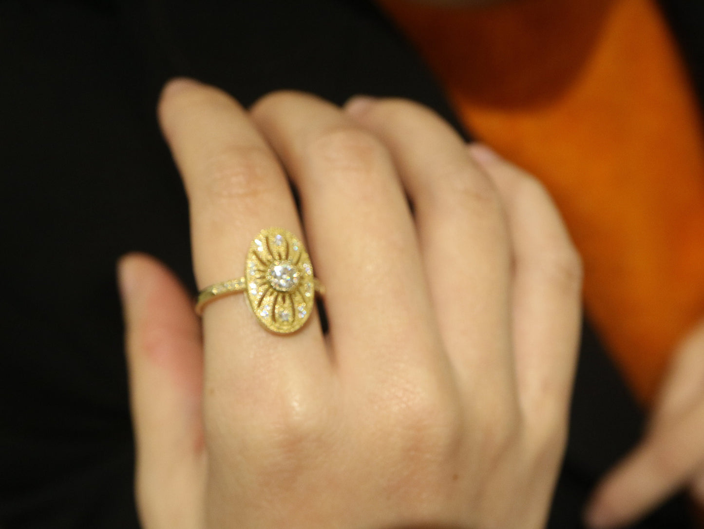 14k gold Art Deco Vintage moissinate diamond ring, Proposal bridal ring, Vintage moissanite engagement ring, Gift for her
