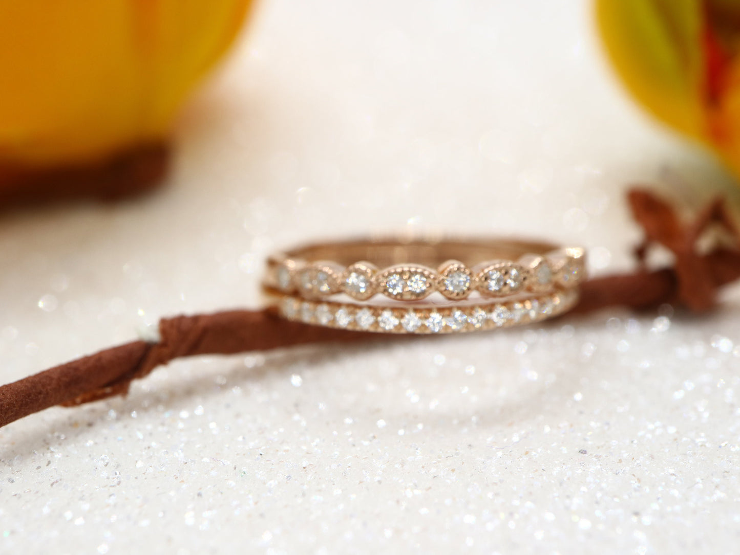 14k gold diamond wedding band set, Engagement ring for women