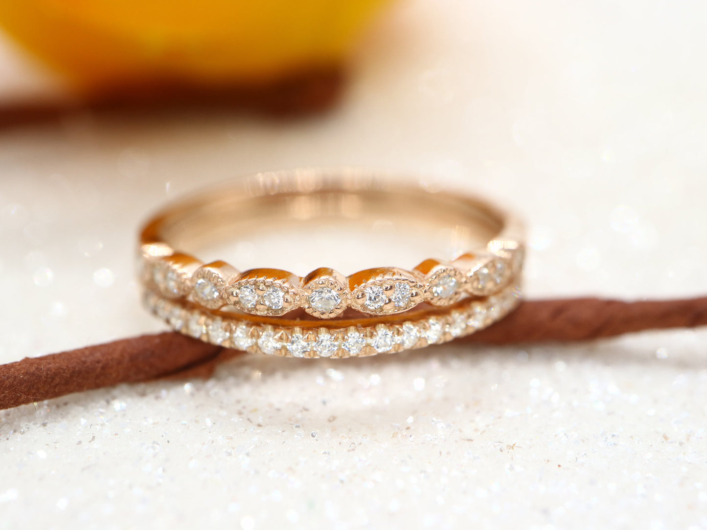 14k gold diamond wedding band set, Engagement ring for women