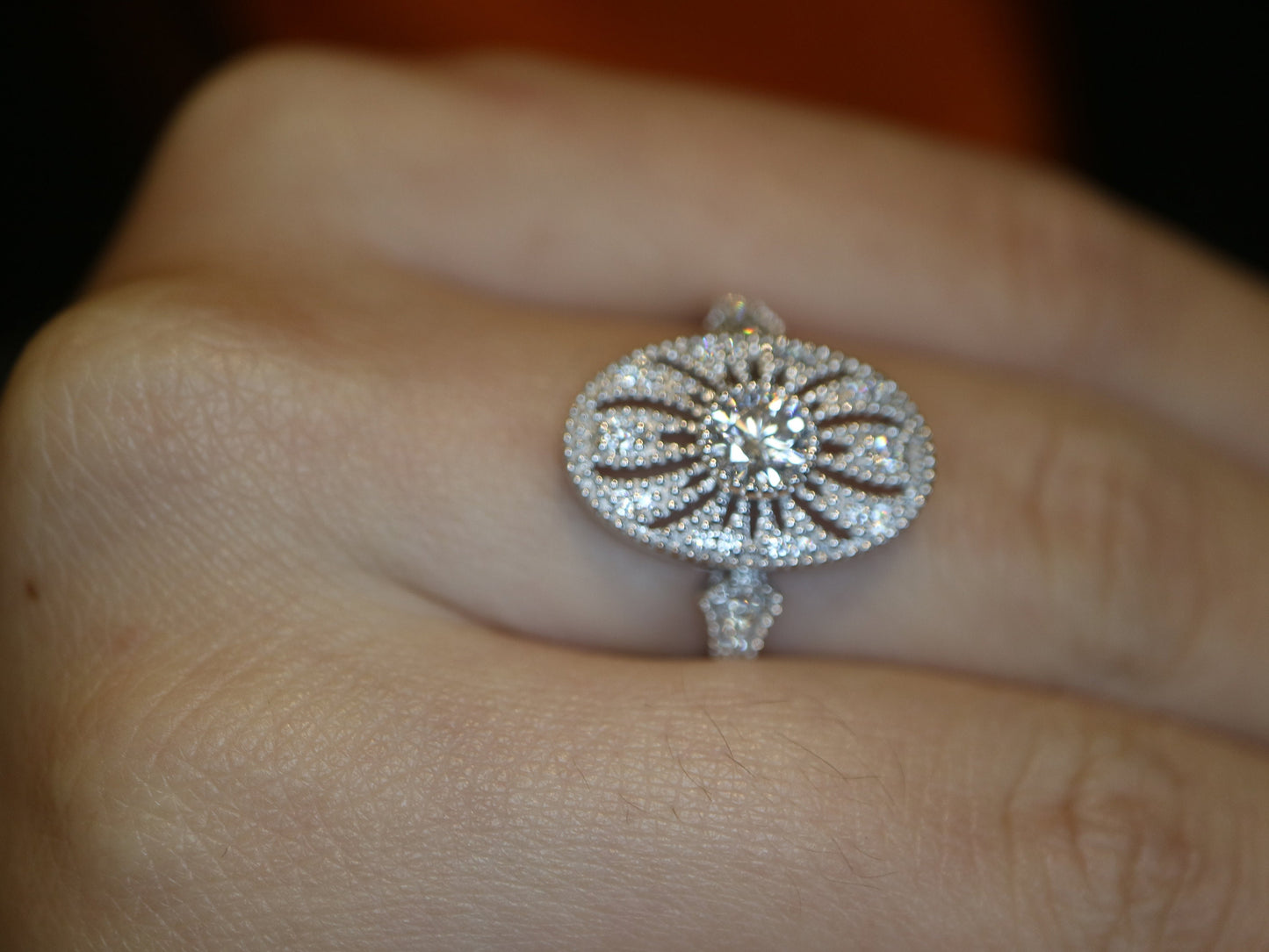 14k gold Art Deco Vintage moissinate diamond ring, Proposal bridal ring, Vintage moissanite engagement ring, Gift for her