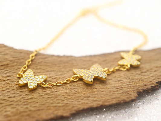 Gold plated Butterfly sterling silver bracelet