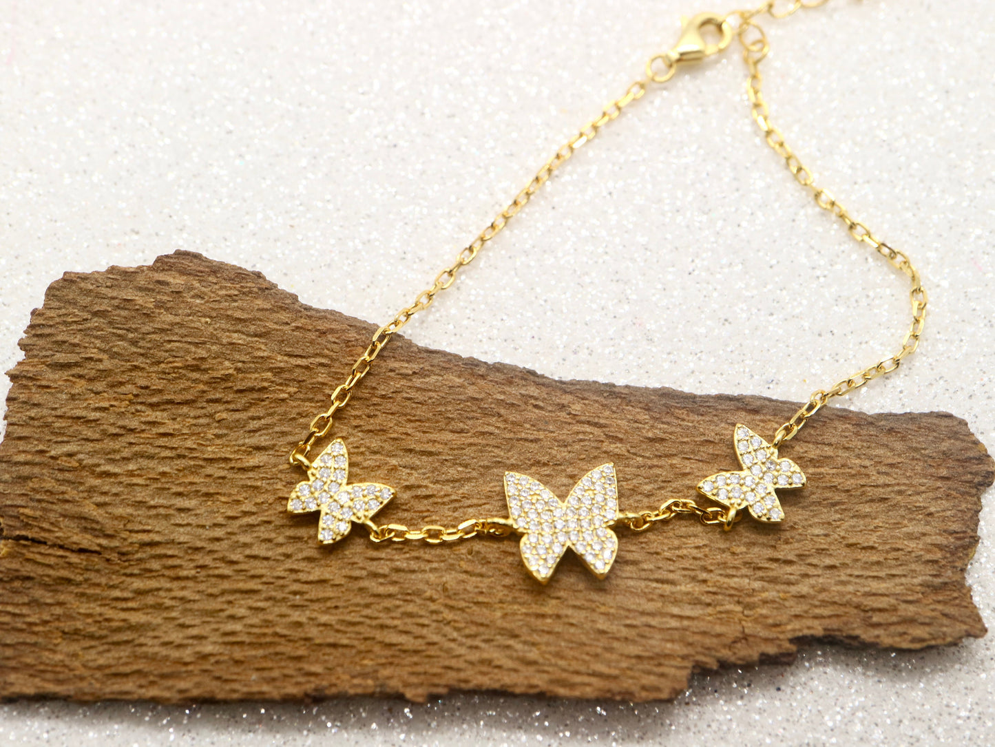 Gold plated Butterfly sterling silver bracelet