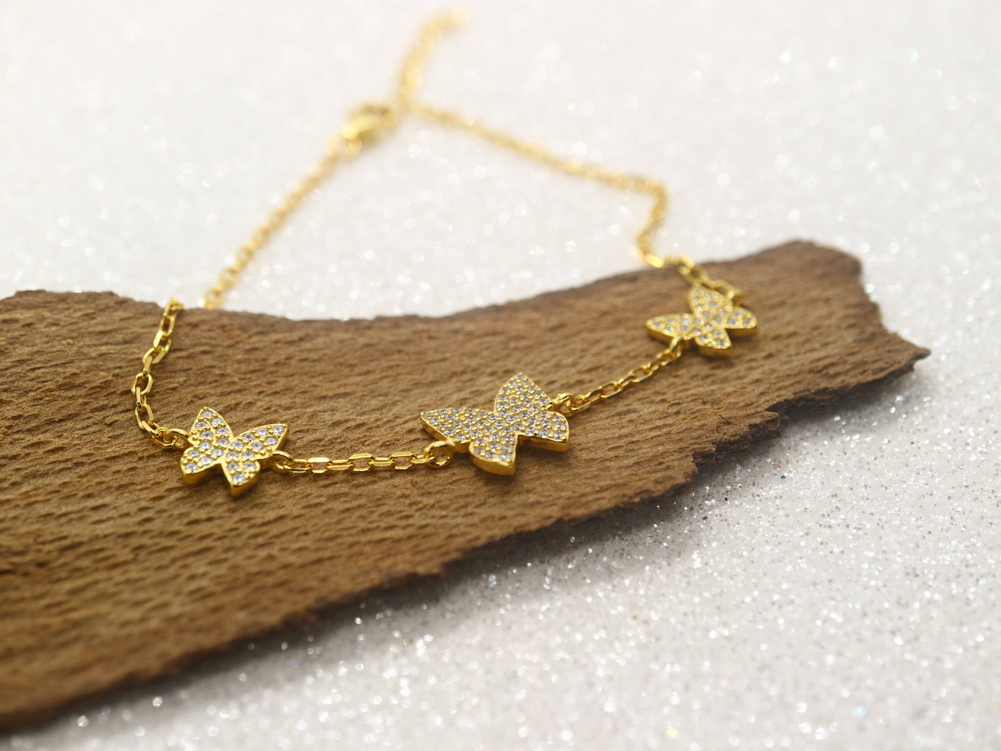 Gold plated Butterfly sterling silver bracelet