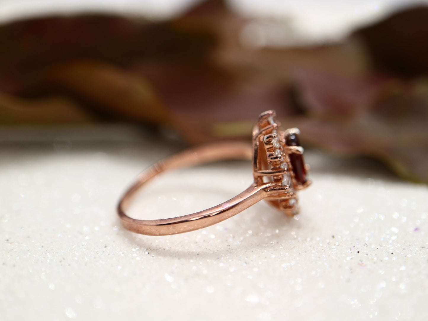 Art Deco starburst garnet ring in Sterling silver-Vintage garnet and CZ ring, Red gemstone ring, Anniversary gift