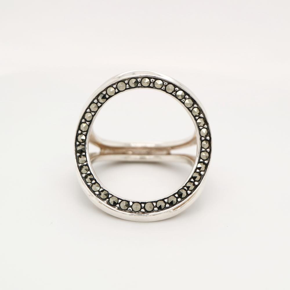 Tri-hoop Ring with Marcasite in Sterling Sliver