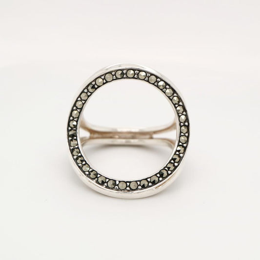 Tri-hoop Ring with Marcasite in Sterling Sliver