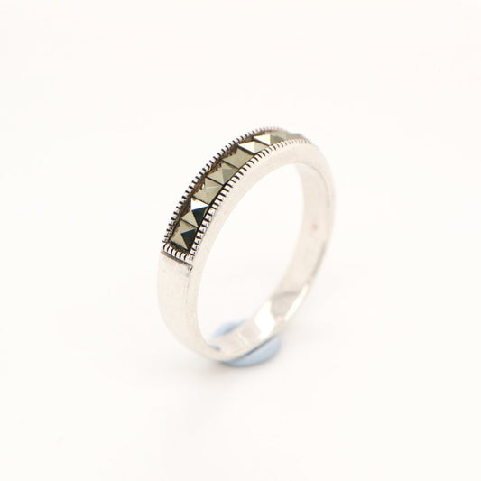 Sterling silver wedding band, White gold plated CZ ring