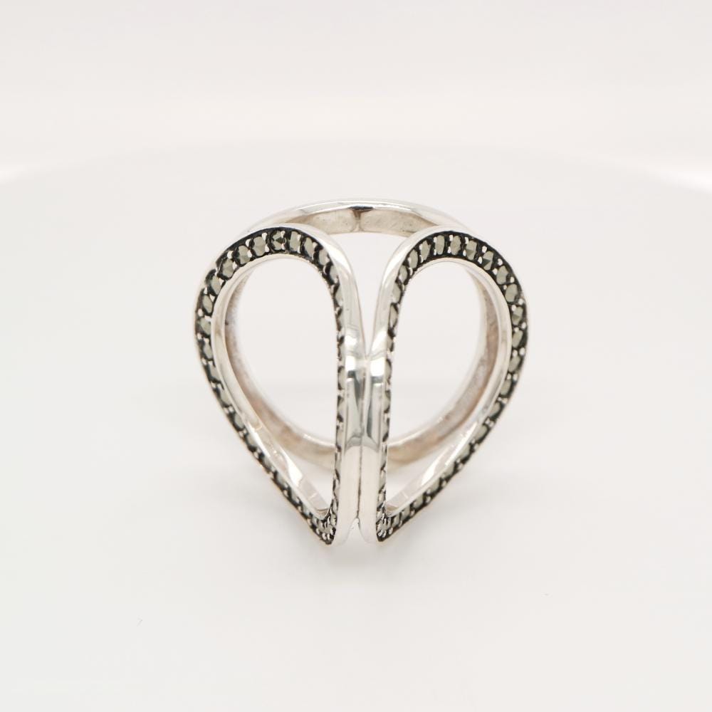 Tri-hoop Ring with Marcasite in Sterling Sliver