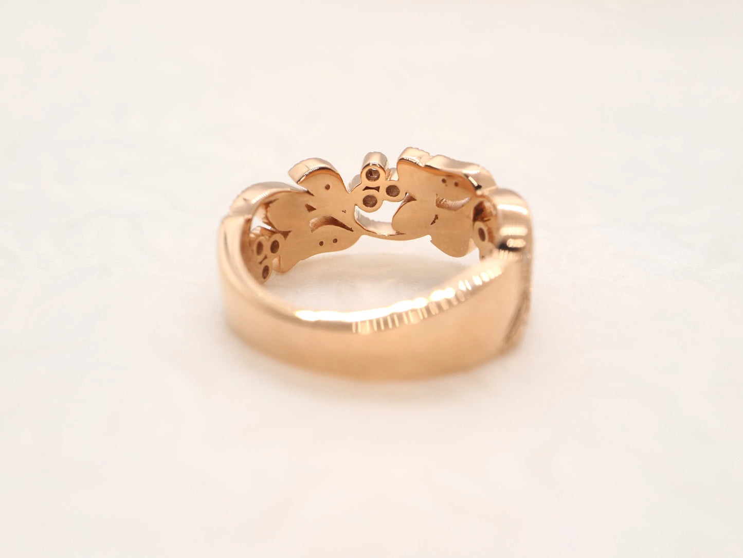 Vine and leaf rose gold diamond ring - Filigree diamond ringGold floral wedding band for women, Vintage style wedding ring