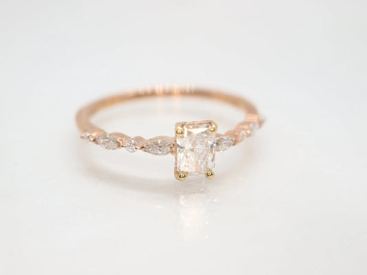 Lab grown diamond engagement ring, cluster diamond wedding ring
